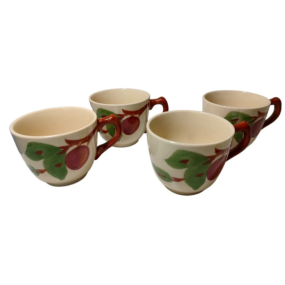 Vintage Franciscan Apple‎ Pattern Coffee Mug Teacups Ceramic 2.75 in Set of Four